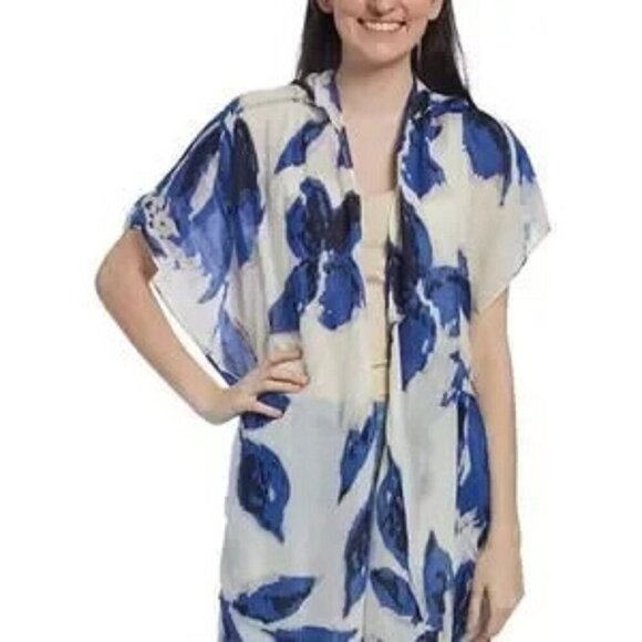 Woven Heart Floral Printed Kimono Swim Coverup Cardi NWTs - Picture 1 of 8